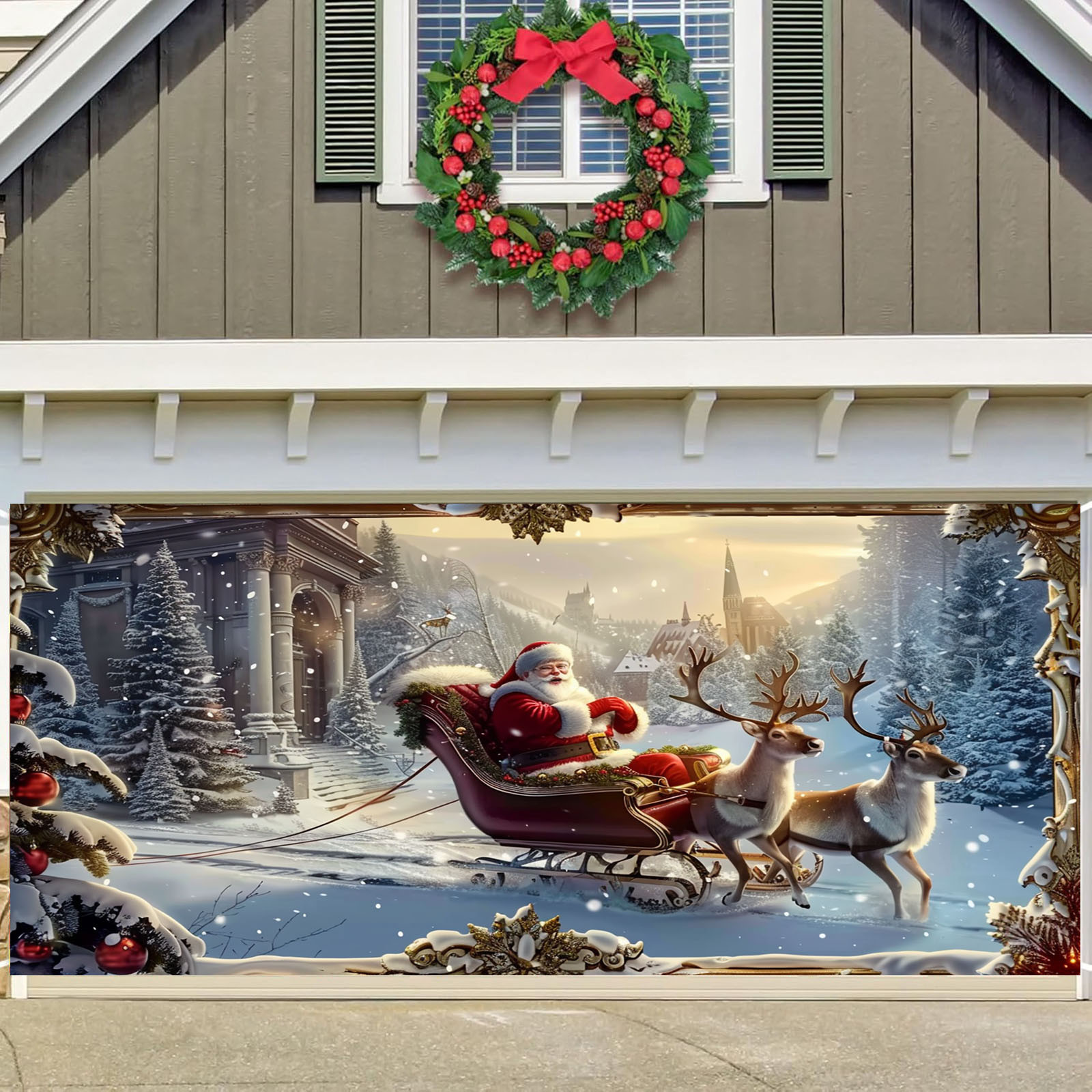 thumbnail image 2 of Banderín Navideño Para Puerta De Garaje. Gran Cubierta Colgante Para Puerta. Decoración Navideña Para Pared De Garaje. Decoración Exterior Para Fiestas., 2 of 2